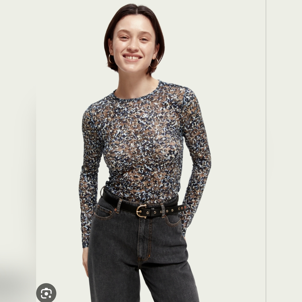 Scotch & Soda Printed Slim-Fit Lace Top